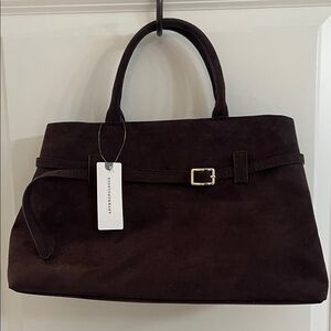 Anthropologie Dark Brown Suede purse